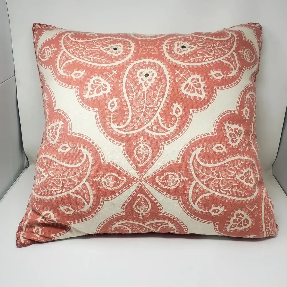 Pottery Barn Coral Cotta Embroider Sequin 1 Euro Sham 24